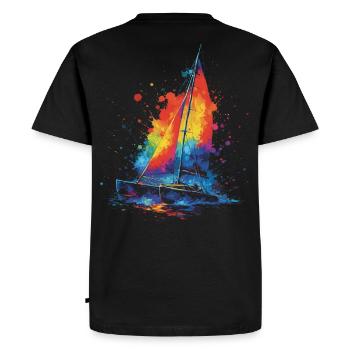 Catamaran - Voilier Multicoque splash art Colorée - T-shirt Premium bio Homme - noir - Dos - Nico (187cm)