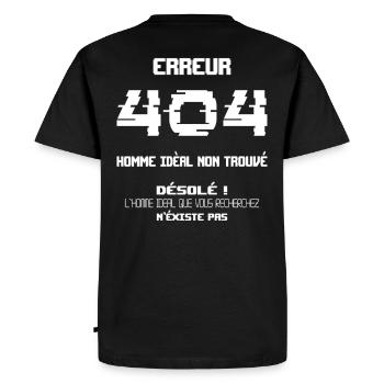 Erreur 404 Homme Idéal Introuvable - T-shirt Premium bio Homme - noir - Dos - Nico (187cm)