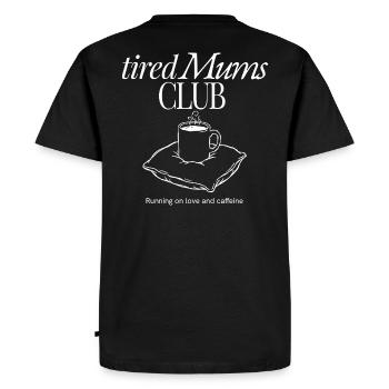 TiredMims Coffee Club Motif - T-shirt Premium bio Homme - noir - Dos - Nico (187cm)
