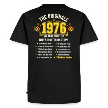 50e anniversaire Tournée mondiale 1976 – Rock Legend - T-shirt Premium bio Homme - noir - Dos - Nico (187cm)