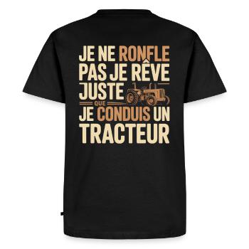 Rêve de tracteur, conduite fière - T-shirt Premium bio Homme - noir - Dos - Nico (187cm)