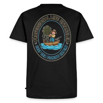 Deep Sea Line Unangler Patch - Men's Premium Organic T-Shirt - black - Back - Nico (187cm)