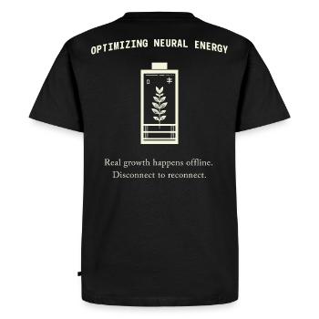 Neural Energy Backprint – Aesthetic Mental Health - Men's Premium Organic T-Shirt - black - Back - Nico (187cm)