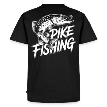 Pike Angler Motif - Men's Premium Organic T-Shirt - black - Back - Nico (187cm)