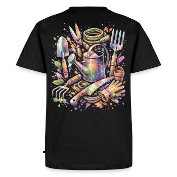 Outils Jardinage Aquarelle Multicolore Splash Art - T-shirt Premium bio Homme - noir - Dos - Nico (187cm)
