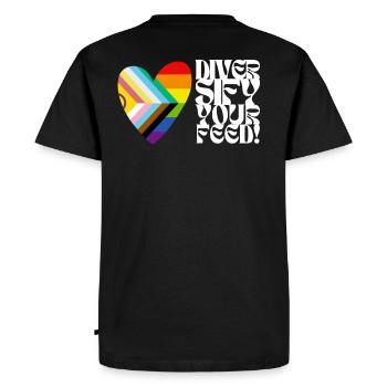 🌈♿ Diversifiez votre alimentation – Progress, Pride&Disability - T-shirt Premium bio Homme - noir - Dos - Nico (187cm)