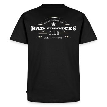 Bad Choices Club – Vintage Retro Club Design - Men's Premium Organic T-Shirt - black - Back - Nico (187cm)