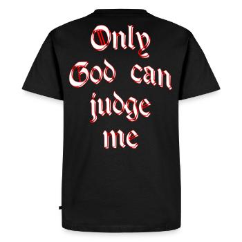 2 né seulement DIEU PEUT ME JUGER Jugement Dieu Dieu - T-shirt Premium bio Homme - noir - Dos - Nico (187cm)