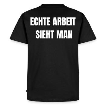 On peut voir de vrais travaux | Chemise d’ouvrier - T-shirt Premium bio Homme - noir - Dos - Nico (187cm)