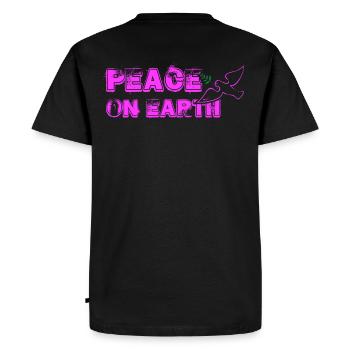 Peace on Earth with Bird pink - Men's Premium Organic T-Shirt - black - Back - Nico (187cm)