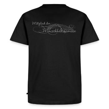 Mitglied der Menschheitsfamilie verziert - Männer Premium Bio T-Shirt - Schwarz - Hinten - Nico (187cm)