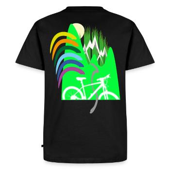 Cycle path mountains rainbow - Men's Premium Organic T-Shirt - black - Back - Nico (187cm)