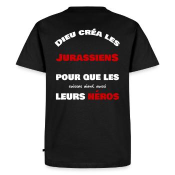Dieu créa le jurassiens - T-shirt Premium bio Homme - noir - Dos - Nico (187cm)