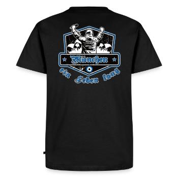 München 2 ein Leben Lang No II - Männer Premium Bio T-Shirt - Schwarz - Hinten - Nico (187cm)