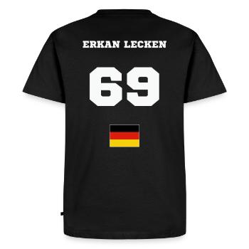 Erkan Lecken - Männer Premium Bio T-Shirt - Schwarz - Hinten - Nico (187cm)