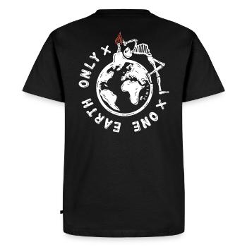 One earth only (white) - Men's Premium Organic T-Shirt - black - Back - Nico (187cm)