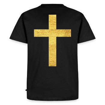 Christian Cross Symbol of Faith and Protection - Men's Premium Organic T-Shirt - black - Back - Nico (187cm)