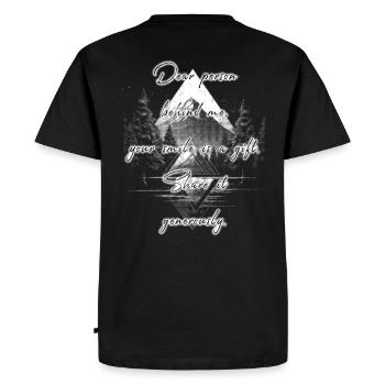 Saying for the person behind you Smile Share - Men's Premium Organic T-Shirt - black - Back - Nico (187cm)