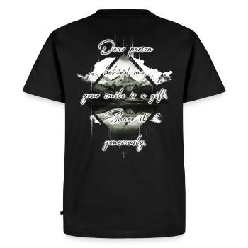 Saying for the person behind you Smile Share - Men's Premium Organic T-Shirt - black - Back - Nico (187cm)