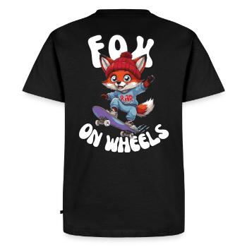 Fox on Wheels - Skater Streetwear Style Skateboard - T-shirt Premium bio Homme - noir - Dos - Nico (187cm)