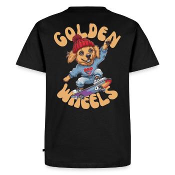 Golden Retriever Skater - Tenue de skater streetwear - T-shirt Premium bio Homme - noir - Dos - Nico (187cm)