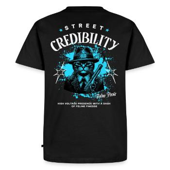 Crédibilité de la rue - Cat Gangster Streetwear - T-shirt Premium bio Homme - noir - Dos - Nico (187cm)