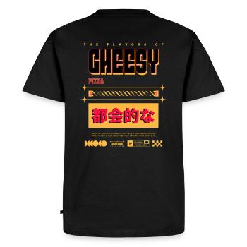Saveurs de la pizza au fromage - T-shirt Premium bio Homme - noir - Dos - Nico (187cm)
