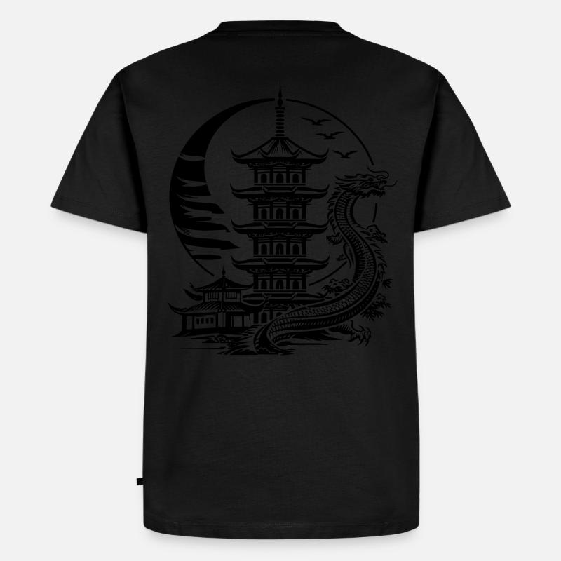 asiatische Pagode mit Drache Long - Männer Premium Bio T-Shirt - undefined