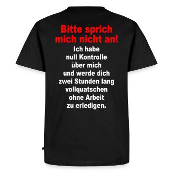 S’il vous plaît, ne me parlez pas, ironie, sarcasme, bureau - T-shirt Premium bio Homme - noir - Dos - Nico (187cm)