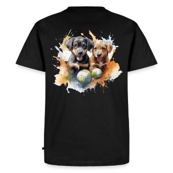 chiots jouant avec une balle - T-shirt Premium bio Homme - noir - Dos - Nico (187cm)