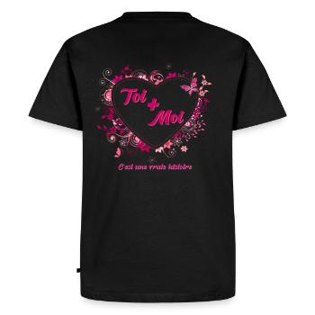 toi et moi c est une vraie histoire - T-shirt Premium bio Homme - noir - Dos - Nico (187cm)