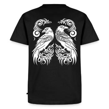 Odin's Ravens, Hugin and Munin, Tribal Style Vikings - Men's Premium Organic T-Shirt - black - Back - Nico (187cm)