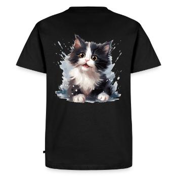 Black and white kitten - Men's Premium Organic T-Shirt - black - Back - Nico (187cm)