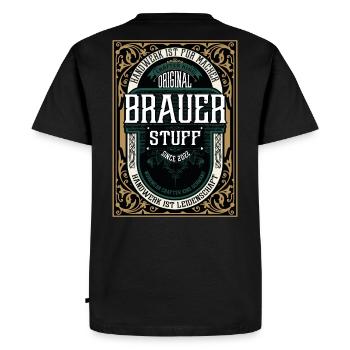 Original Brauer, Robustes Handwerker-Shirt - Männer Premium Bio T-Shirt - Schwarz - Hinten - Nico (187cm)