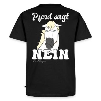 Schimmel sagt Nein lustiges und süßes Pferde - Männer Premium Bio T-Shirt - Schwarz - Hinten - Nico (187cm)