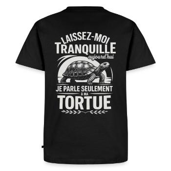 Today I'm just talking to my turtle - Men's Premium Organic T-Shirt - black - Back - Nico (187cm)
