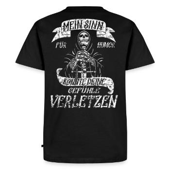 Bad humor is best humour ! - Men's Premium Organic T-Shirt - black - Back - Nico (187cm)