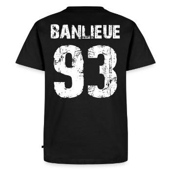 banlieue 93 - T-shirt Premium bio Homme - noir - Dos - Nico (187cm)