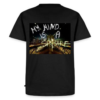 MY MIND IS A SPHÄRE RÜCKENPRINT - Männer Premium Bio T-Shirt - Schwarz - Hinten - Nico (187cm)
