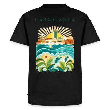 Illustration de l’Idylle côtier de Casablanca - T-shirt Premium bio Homme - noir - Dos - Nico (187cm)