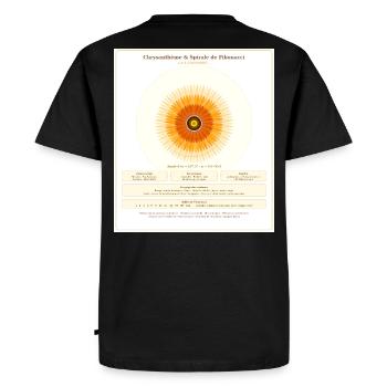 Chrysantème et Spirale de Fibonacci - T-shirt Premium bio Homme - noir - Dos - Nico (187cm)
