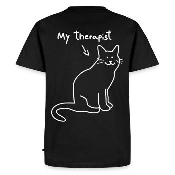 « Mon chat est mon thérapeute » | Chemise de chat drôle - T-shirt Premium bio Homme - noir - Dos - Nico (187cm)