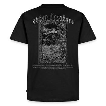 Monochrome "AVIAN CREATURE" gothic typography - Men's Premium Organic T-Shirt - black - Back - Nico (187cm)