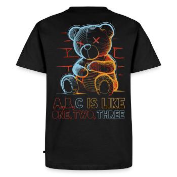 Ours aimant avec dessin de l’alphabet - T-shirt Premium bio Homme - noir - Dos - Nico (187cm)