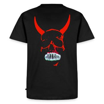 Néon du Crâne Démoniaque Rouge - T-shirt Premium bio Homme - noir - Dos - Nico (187cm)