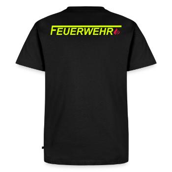 Fire Department logo with a long time F and flame - Men's Premium Organic T-Shirt - black - Back - Nico (187cm)