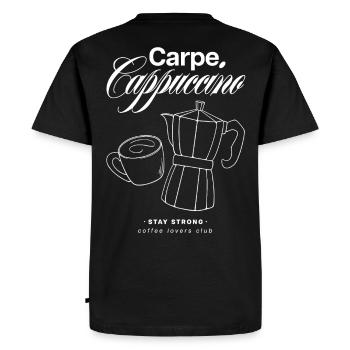 Carpe Cappuccino Design - T-shirt Premium bio Homme - noir - Dos - Nico (187cm)