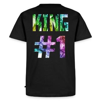 KING 01, King # 1, Queen Design dans le magasin - T-shirt Premium bio Homme - noir - Dos - Nico (187cm)