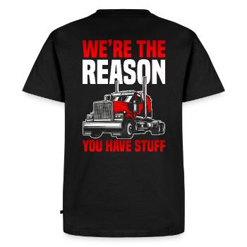Trucker Telling Funny – Transport Logistics Humour - T-shirt Premium bio Homme - noir - Dos - Nico (187cm)