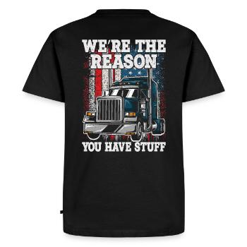 Trucker Telling Funny – Transport Logistics Humour - T-shirt Premium bio Homme - noir - Dos - Nico (187cm)